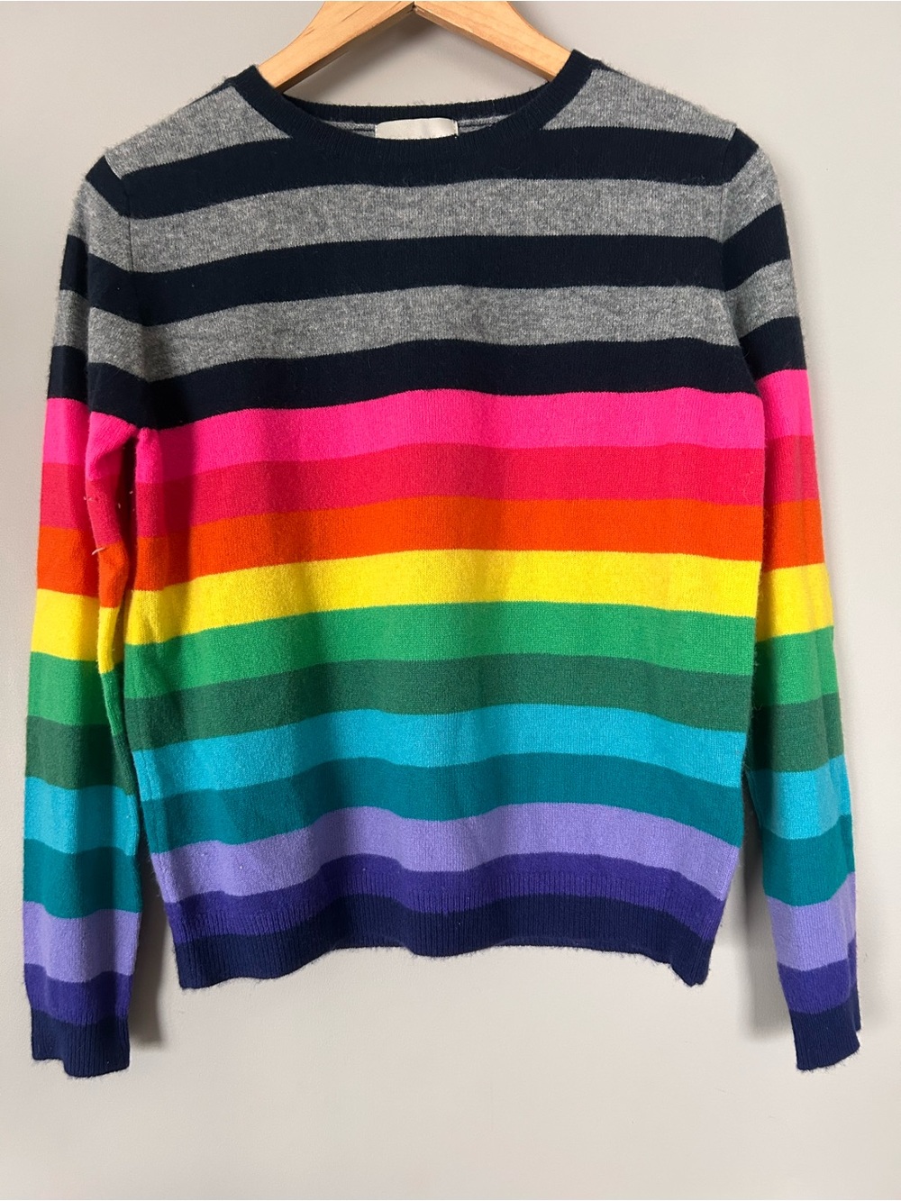 Jumper 1234 100% Cashmere Colorful Stripe Knit Pullover Sweater Size 2 / Small
